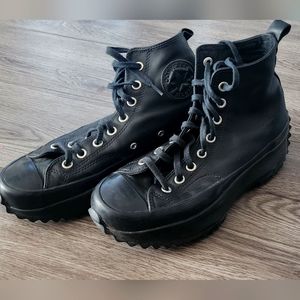 Converse High Top Black Leather Platform